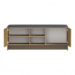 Έπιπλο εισόδου σκαμπό-παπουτσοθήκη Zulla pakoworld 10 ζεύγων ανοιχτό καρυδί 110x37x43εκ