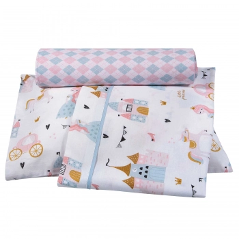 Σετ Σεντόνια Βαμβακερά Κούνιας 130x170εκ. Essential 8865 Mint-Pink Greenwich Polo Club