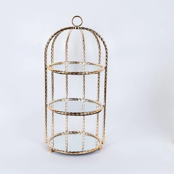 Ορντερβιέρα 3 Όροφη Μεταλλική Με Καθρέπτη Χρυσή 23x51εκ. ESTHETI 754-11026