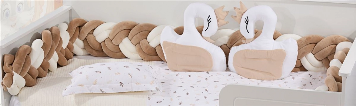 Πάντα Κούνιας Πλεξούδα Polyester 220εκ. Velvet 21 White-Golden Beige DimCol