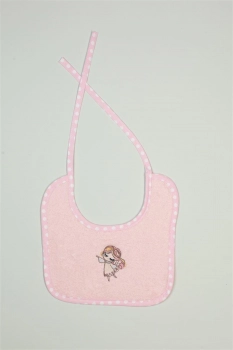 Σαλιάρα Βαμβακερή Με Κέντημα Little Angel 141 25x25εκ. Ροζ DimCol