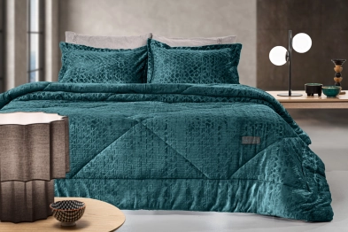Κουβερτοπάπλωμα 2 Όψεων Ultrasoft Velvet King 260x240εκ. Surreal Petrol Guy Laroche