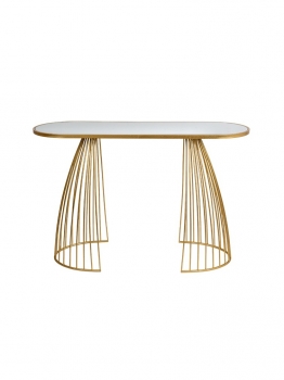 Κονσόλα Μεταλλική Χρυσή Με Τζάμι Καθρέπτη 120x40x80εκ. Zen Collection 25.54.52042