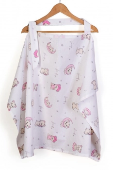 Ποδιά Θηλασμού Βαμβακερή 105x70εκ. Bear's Nest 04 White-Pink DimCol