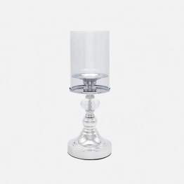 Κηροπήγιο Μεταλλικό-Γυάλινο Ασημί 11x19εκ. ESTHETI 819-00242