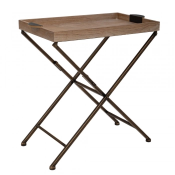 Τραπεζάκι Με Δίσκο Ξύλινο-Μεταλλικό Μαύρο-Natural 75,5x40x75,5εκ. iliadis 88979