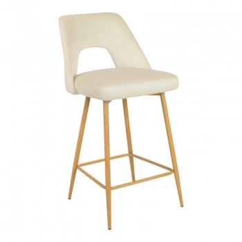 Σκαμπό μπαρ Murde pakoworld μπεζ βελούδο και μεταλλικά πόδια σε φυσική απόχρωση 47x52x96εκ