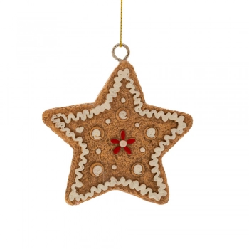 Χριστουγεννιάτικο Κρεμαστό Στολίδι Αστεράκι Gingerbread Polyresin Καφέ 6x8εκ. iliadis 86542