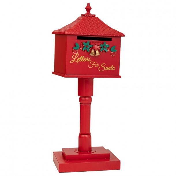 Χριστουγεννιάτικο Γραμματοκιβώτιο Σε Στύλο Μεταλλικό Κόκκινο 34,5x26,5x93,5εκ. iliadis 90783