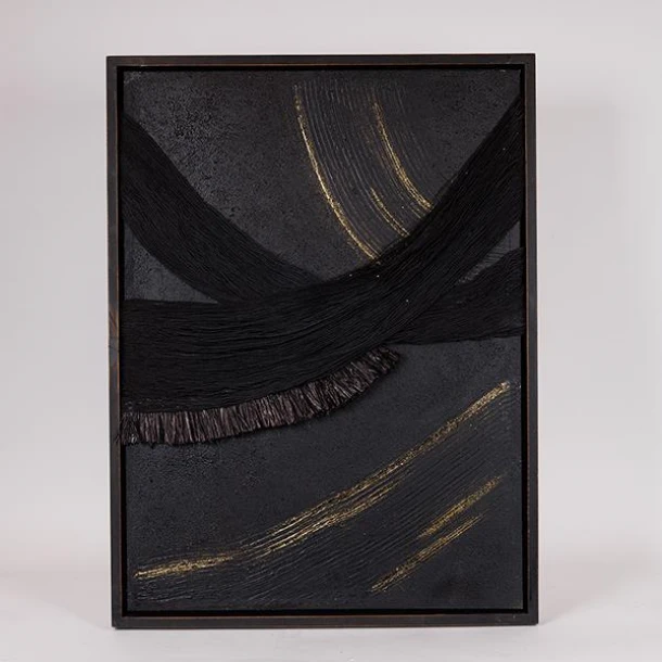 Πίνακας Καμβάς Ανάγλυφος Μαύρος-Χρυσός 60x4x80εκ. ESTHETI 812-10005