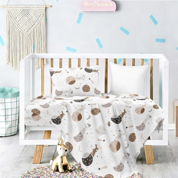 Σετ Σεντόνια Βαμβακοσατέν Κούνιας Με Λάστιχο 70x140+17εκ. Universe Prime Baby Line Melinen 20005693