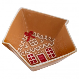 Χριστουγεννιάτικο Μπωλ Κεραμικό Σπιτάκι Gingerbread Καφέ 14x14x5εκ. iliadis 94107
