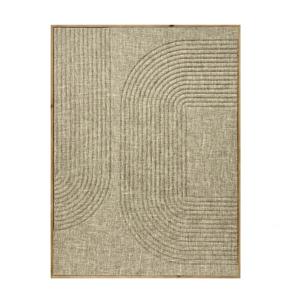 Πίνακας Με Ξύλινη Κορνίζα Και 3D Ύφασμα Μπεζ ESPIEL 60x3x80εκ. NIM112