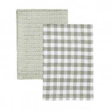 Σετ 2τμχ Πετσέτα Κουζίνας Βαμβακερή 45x65εκ. Casa Γκρι Estia 01-36010