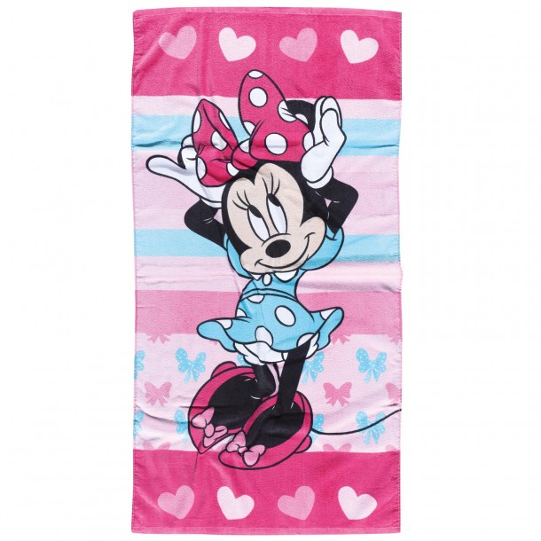 Πετσέτα Θαλάσσης Βαμβακερή 70x140εκ. Minnie Hearts 5862 Μέντα-Φούξια Disney