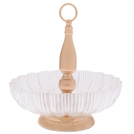 Φρουτιέρα Με Βάση Μεταλλική-Γυάλινη Χρυσή-Διάφανη 30x30x32,5εκ. iliadis 92615