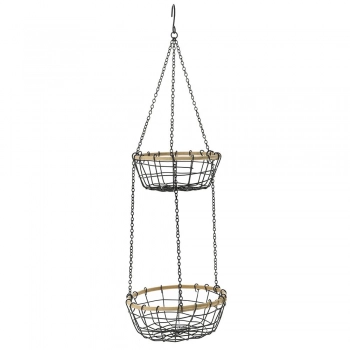 Καλάθι Διπλό Κρεμαστό Μεταλλικό Μαύρο Φ22x9εκ.-Φ19x8εκ./67εκ. iliadis 81109