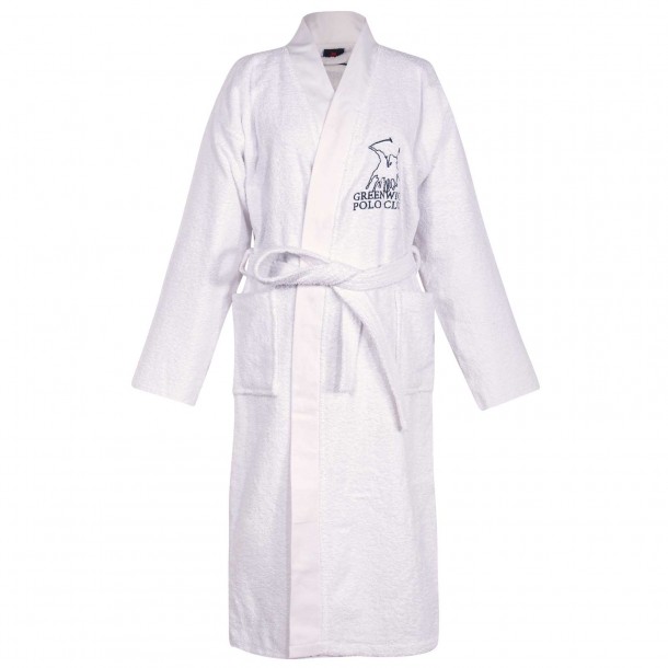 Μπουρνούζι Ενηλίκων Βαμβακερό Ζακάρ Extra Large Essential 3211 White Greenwich Polo Club