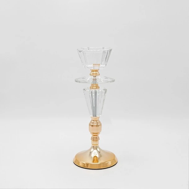 Κηροπήγιο Μεταλλικό-Γυάλινο Χρυσό 11x30εκ. ESTHETI 819-00237