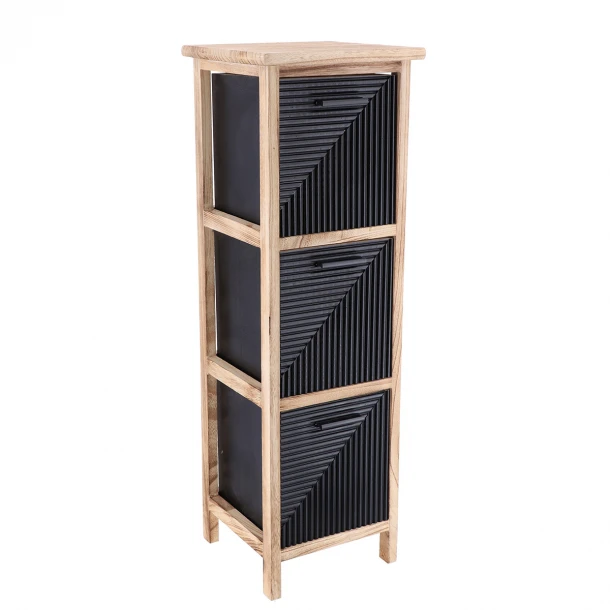 Συρταριέρα MDF Με 3 Συρτάρια Φυσική-Μαύρη 25x25x77εκ. MRShome 1308000