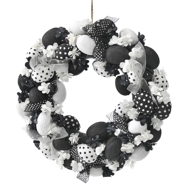 Πασχαλινό Στεφάνι Λευκά-Μαύρα Αυγά Φ40εκ. iliadis 76705