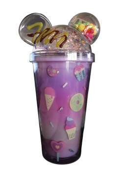 Ποτήρι Πλαστικό Με Καλαμάκι & Φως 450ml Lilac 2436411