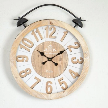 Ρολόι Τοίχου Ξύλινο-Μεταλλικό Natural-Λευκό 50x6x60εκ. ESTHETI 753-13039