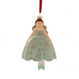 Χριστουγεννιάτικη Μπαλαρίνα Κρεμαστή Κεραμική Σιέλ 8x10εκ. iliadis 86574