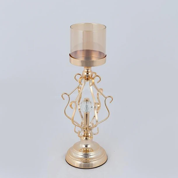 Κηροπήγιο Μεταλλικό Χρυσό 15x32εκ. ESTHETI 752-24093