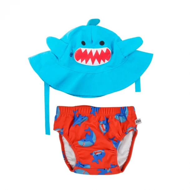 Σετ Μαγιό Πάνα Με Καπέλο UPF50 12-24μηνών Sherman the Shark New Zoocchini ZOO12020