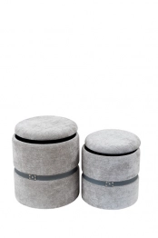 Σκαμπώ Σετ 2τμχ Γκρι 41x41x45εκ./35x35x38εκ. Zen Collection 26.31.52919