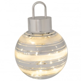 Χριστουγεννιάτικη Διακοσμητική Μπάλα Γυάλινη Με Led Μπαταρίας Λευκή-Ασημί Φ12εκ. iliadis 90923