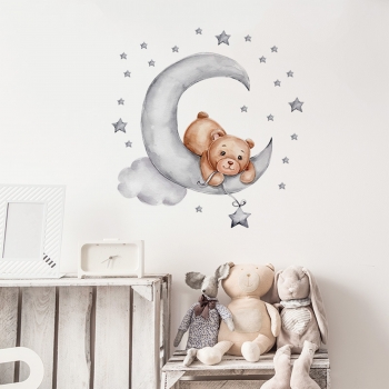 Αυτοκόλλητα Τοίχου Teddy Bear Moon 62x60εκ. Sipo SIP-WS63037