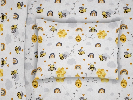 Μαξιλαροθήκη Φάκελος Βαμβακερή Rotary 50x70εκ. Honey Bee 545 White-Yellow Dimcol