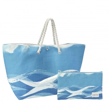 Τσάντα Θαλάσσης Με Τσαντάκι Polyester 63x36x20εκ. Tranquil Tides Estia 00-30445