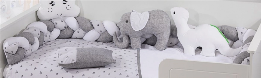 Πάντα Κούνιας Πλεξούδα Polycotton 220εκ. Τρίχρωμη 27 White-Grey DimCol