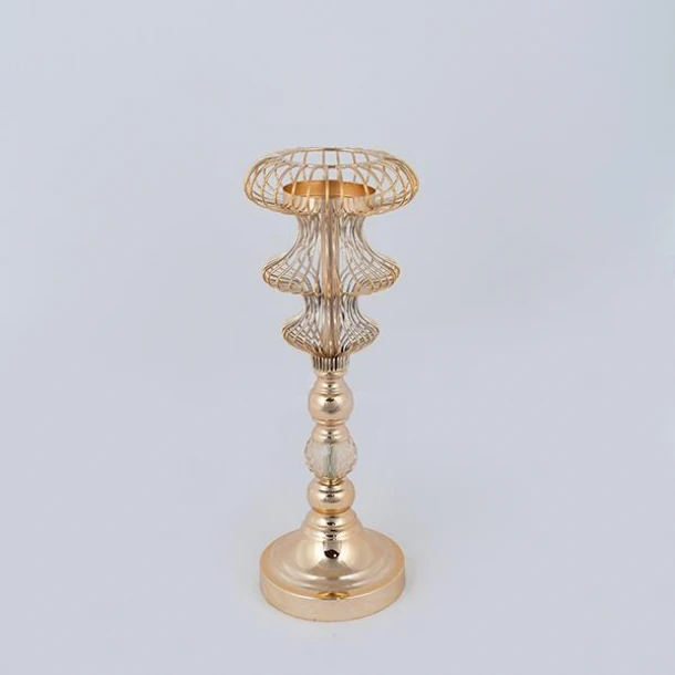 Κηροπήγιο Μεταλλικό Χρυσό 16x41εκ. ESTHETI 752-24081