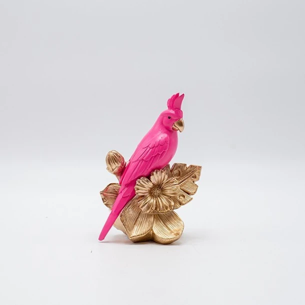 Διακοσμητικός Επιτραπέζιος Παπαγάλος Polyresin Ροζ-Χρυσός 10,5x7x15εκ. ESTHETI 819-00819