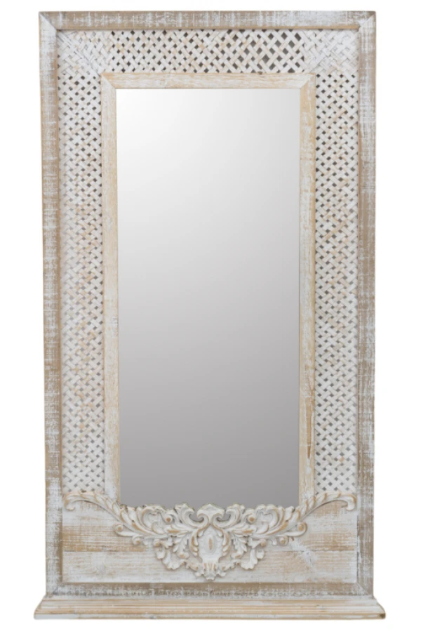 Καθρέπτης Τοίχου Ξύλινος Μπεζ Αντικέ 72,5x4,5x123,5εκ. Zen Collection 24.17.49783