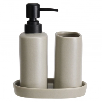 Σετ Μπάνιου 3τμχ Stoneware Warm Grey 2U MRShome 0094003