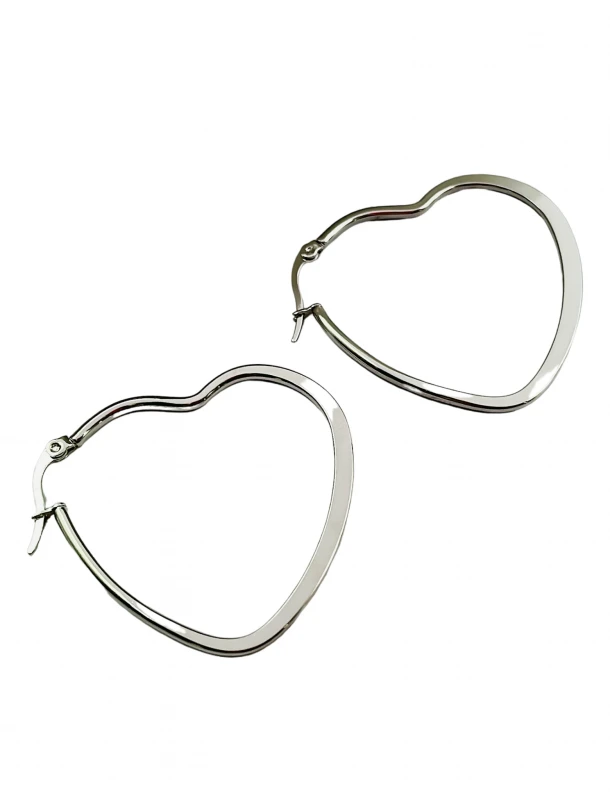 Σκουλαρίκια Κρίκοι Καρδιά Ανοξείδωτο Ατσάλι Ασημί 6εκ. 24-8500