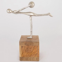 Διακοσμητική Επιτραπέζια Φιγούρα Ξύλινη-Μεταλλική Ασημί-Natural 30x13x39εκ. ESTHETI 752-27121