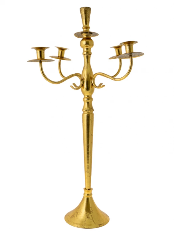 Κηροπήγιο 5 Κερο Μεταλλικό Αντικέ Χρυσό 29x31x68,5εκ. Zen Collection 24.27.49936