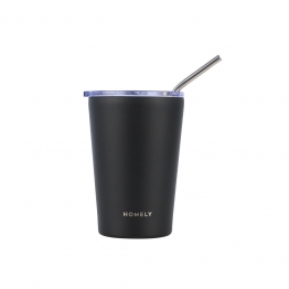 Θερμός-Ποτήρι Ανοξείδωτο Coffee Mug Homely Midnight Black 400ml-9x8,5x13εκ. Estia 01-32623