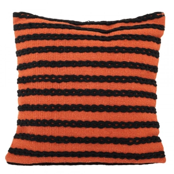 Διακοσμητικό Μαξιλάρι Υφασμάτινο Ριγέ Καφέ-Μαύρο 50x50εκ. iliadis 88910