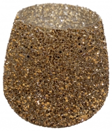 Κηροπήγιο Γυάλινο 9,5x9εκ. Strass Amber Art Et Lumiere 30545