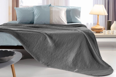 Κουβέρτα Βαμβακερή Πικέ Μονή 160x240εκ. Eternity Anthracite Guy Laroche