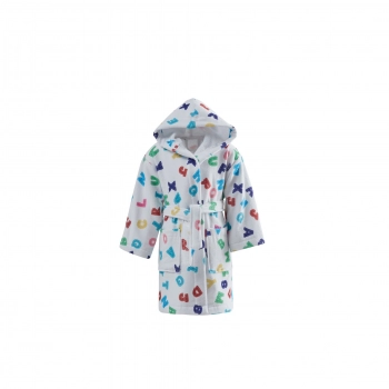 Μπουρνούζι Παιδικό Με Κουκούλα Βαμβακερό-Velour Digital Print Bet Blue 8-10 Ετών Makis Tselios