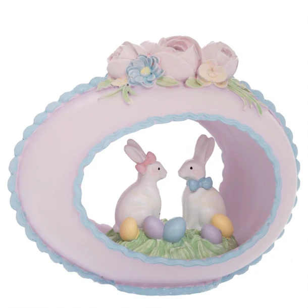 Διακοσμητικό Λαγουδάκια Σε Αυγό Polyresin 17x10x14εκ. iliadis 92338