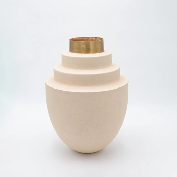 Βάζο Μεταλλικό Μπεζ-Χρυσό 26x26x36,5εκ. ESTHETI 819-00307